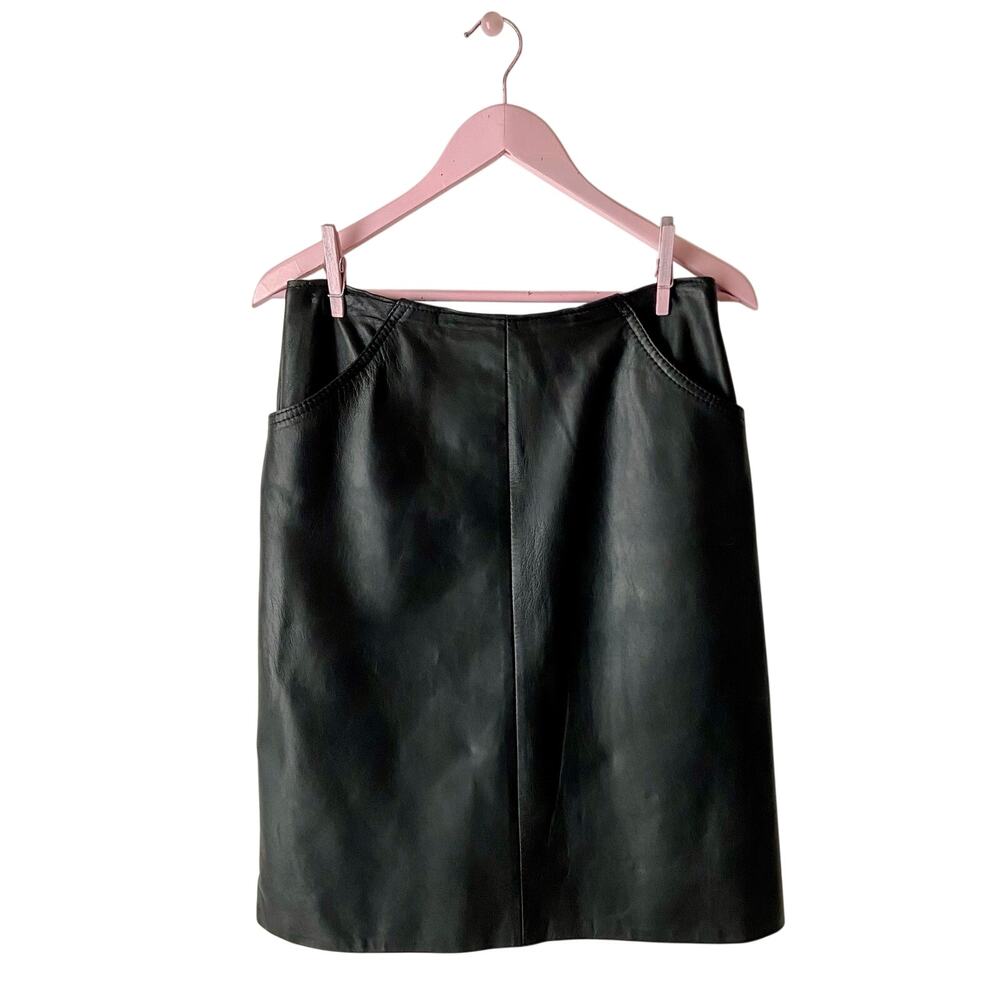 Vintage Genuine Leather Pencil Skirt